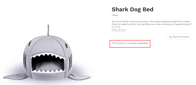 product unavailable